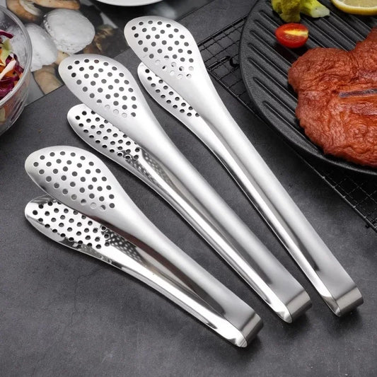 Stainless Steel Food Tongs Kitchen Access Utensils Buffet Cooking Tools Anti Heat Pastry Bread Clip Clamp BBQ Salad Tong Tools