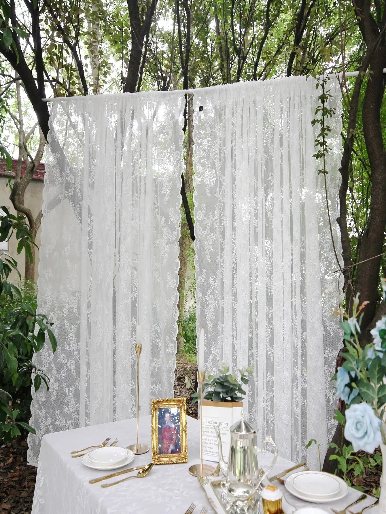 Order Floral Lace Sheer Rod Pocket Curtain Panel at Hiqh Store