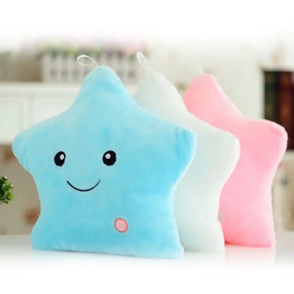 34CM Luminous Pillow Colorful Stars Cushion LED Light Cushion Plush Pillow Stuffed Luminous Plush Toy Birthday Gift for Kids